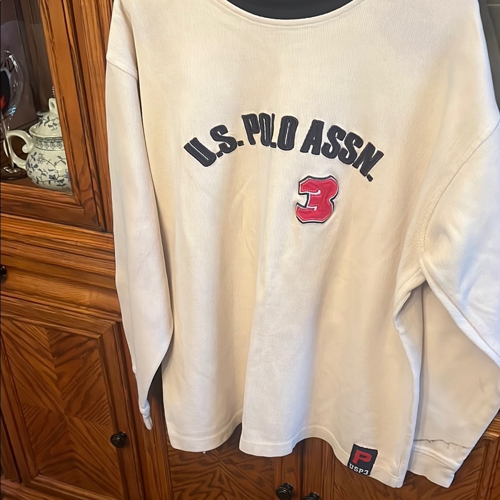 U.S. Polo Assn. Beige Sweatshirt with Red Detail